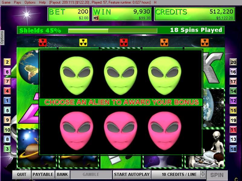 Alien Zone (Windows) screenshot: I got a bonus. Choose an alien for your bonus.