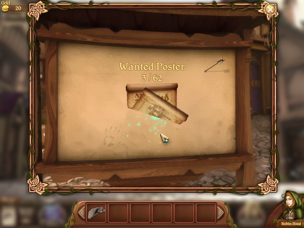 Robin's Quest: A Legend Born (Macintosh) screenshot: Removing Robin's wanted posters when found