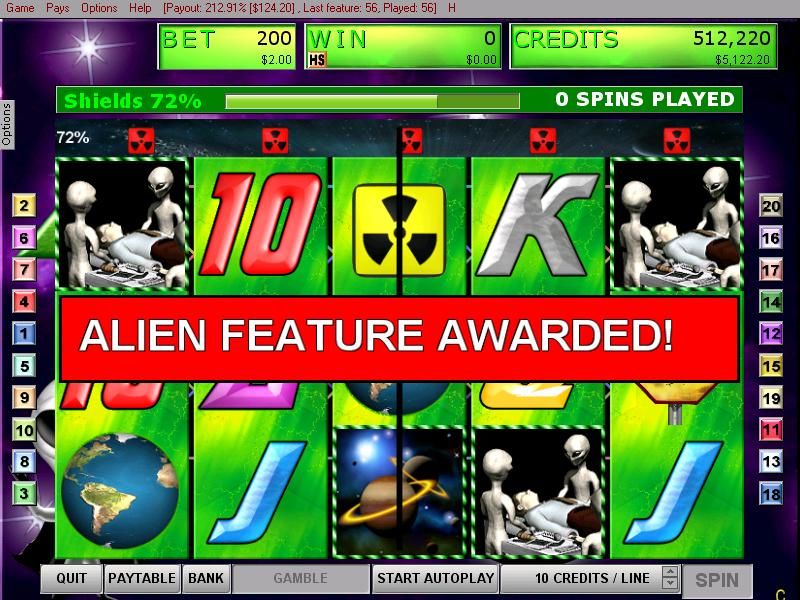 Alien Zone (Windows) screenshot: All radiation symbols went red. Alien feature awarded.