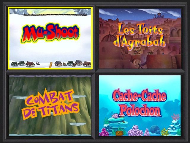 Disney's Arcade Frenzy (Windows) screenshot: Menu screen, choose between the four games (French)