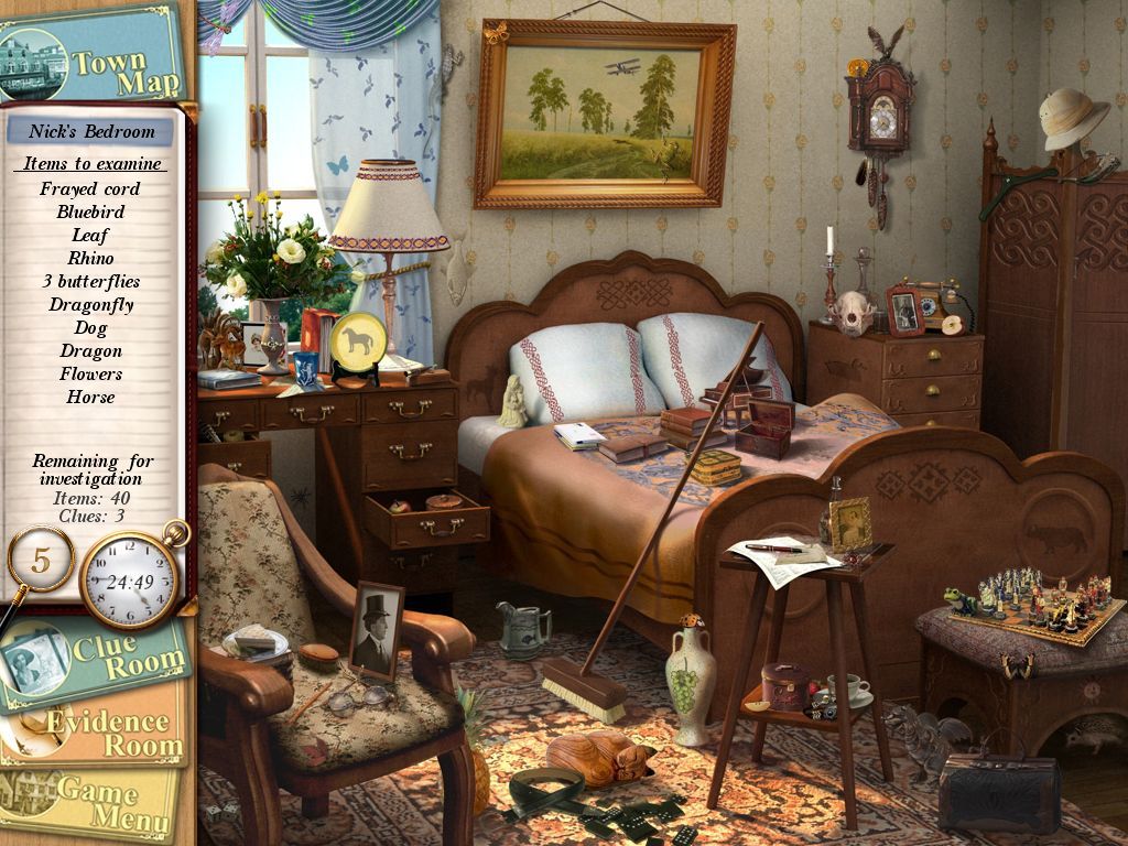 Agatha Christie: Peril at End House (Macintosh) screenshot: End House Nick's Bedroom - objects