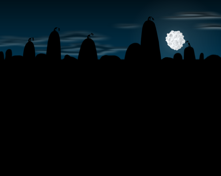Osada (Browser) screenshot: Click the creatures in order to make them howl and bring the moon up.