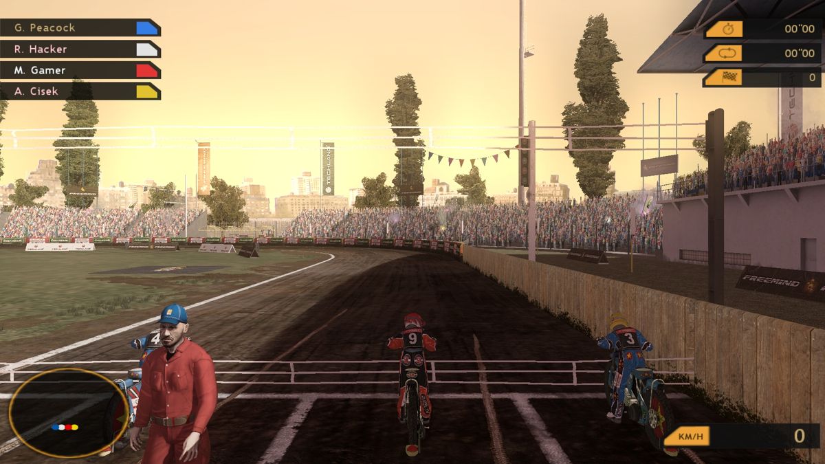Speedway Liga (Windows) screenshot: At the start line with other drivers.