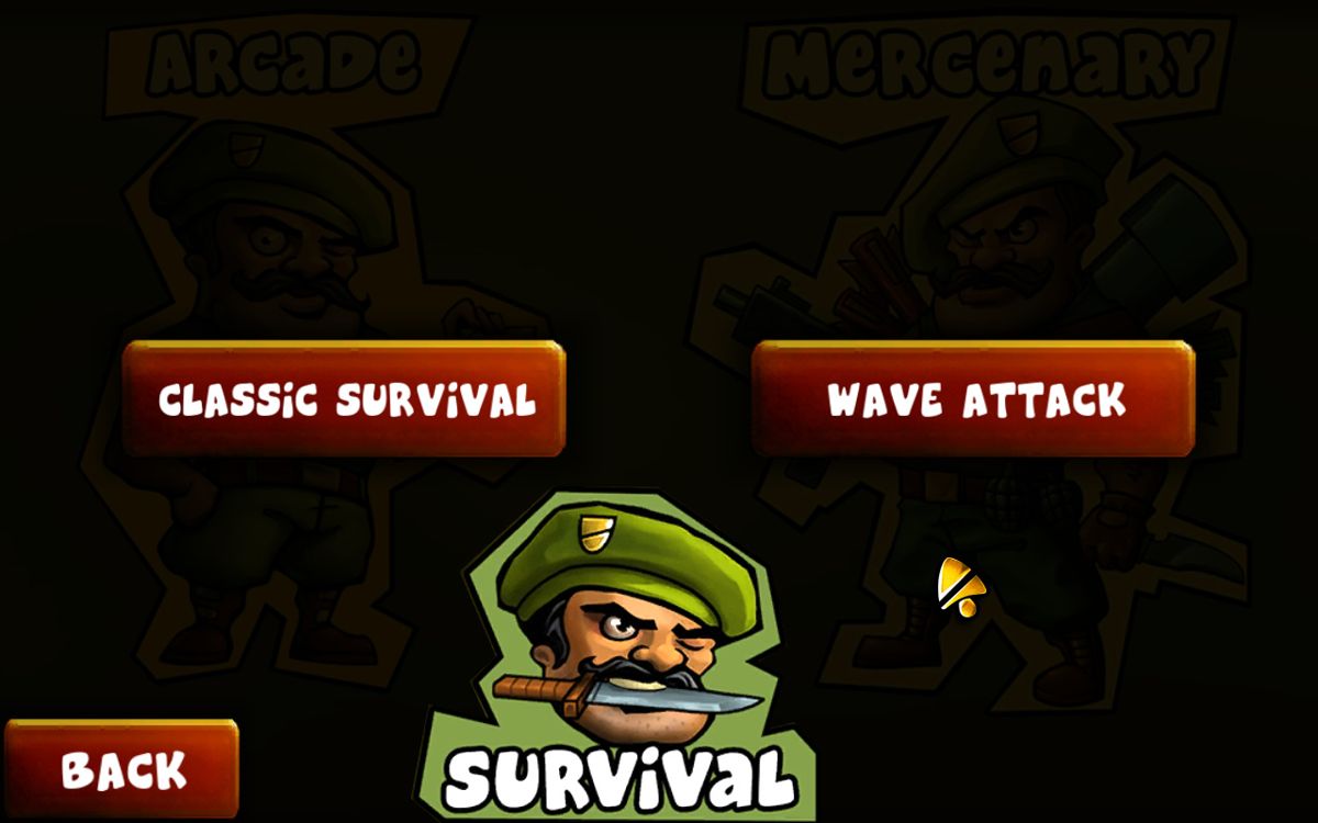 Guerrilla Bob (Windows) screenshot: Survival Mode selection