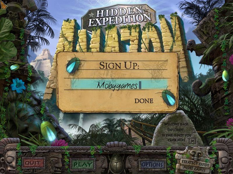 Hidden Expedition: Amazon (Macintosh) screenshot: Player name