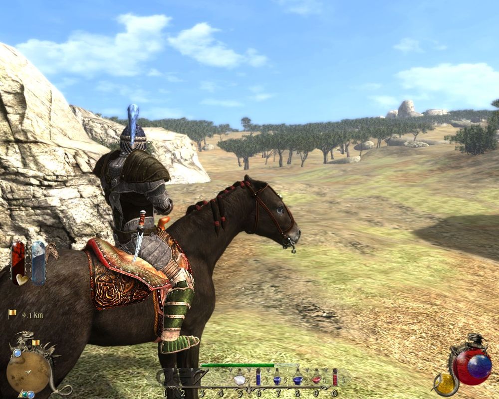 Two Worlds II (Windows) screenshot: Surveying the savannah aboard my trusty steed