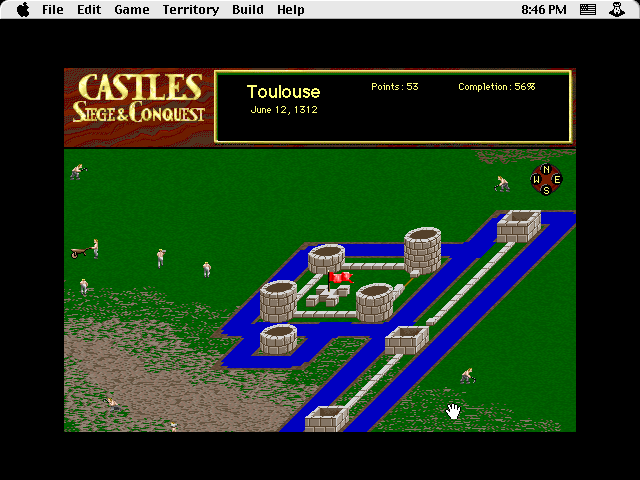 Castles II: Siege & Conquest (Macintosh) screenshot: Castle building 56%