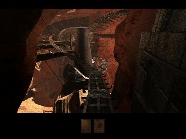 Myst III: Exile (Macintosh) screenshot: Voltaic chasm ahead