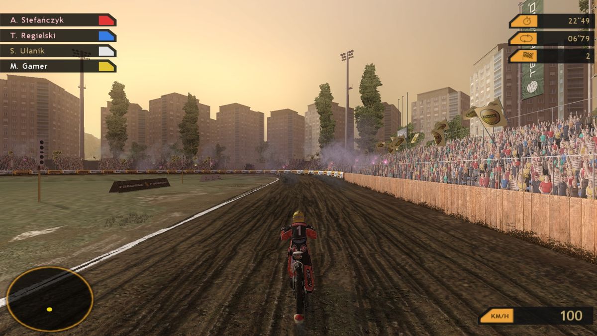 Speedway Liga (Windows) screenshot: The game is hard to master.