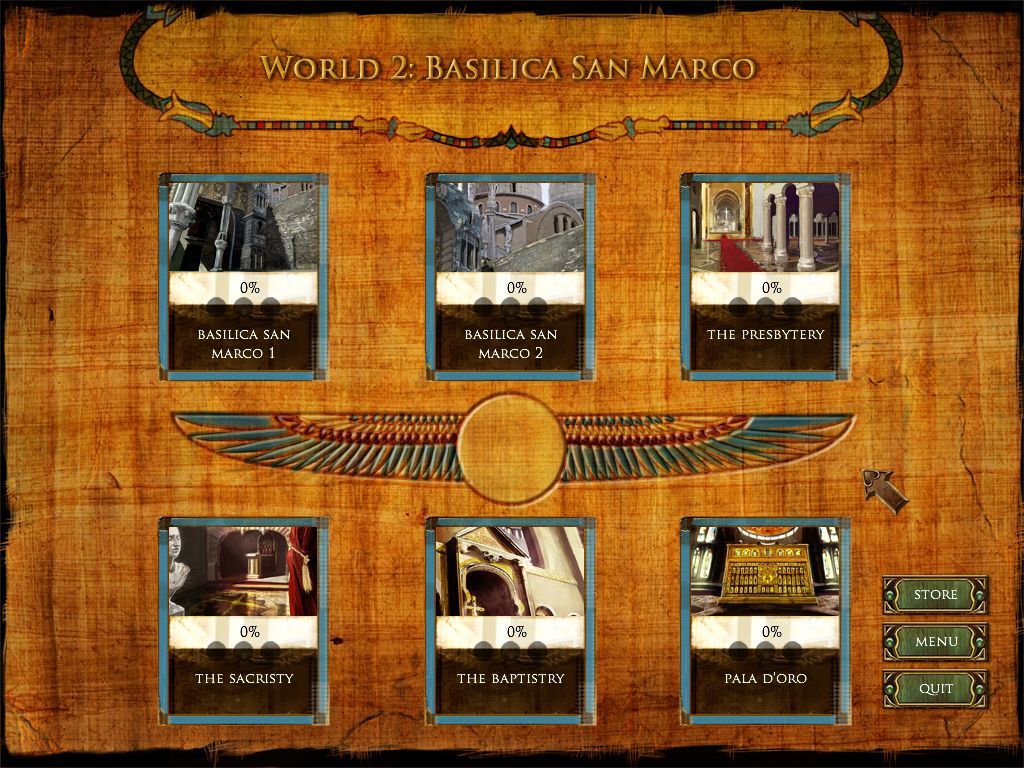 Curse of the Pharaoh: Napoleon's Secret (Macintosh) screenshot: World 2 Basilica San Marco map