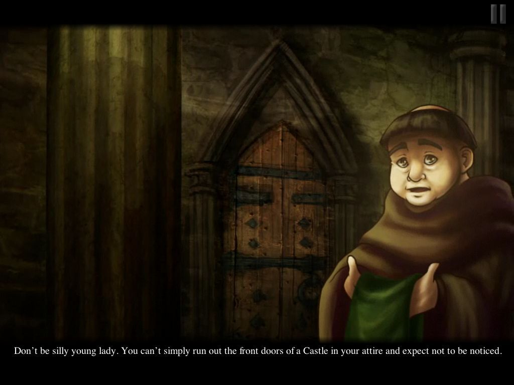Robin's Quest: A Legend Born (Macintosh) screenshot: Friar Tuck cutscene help