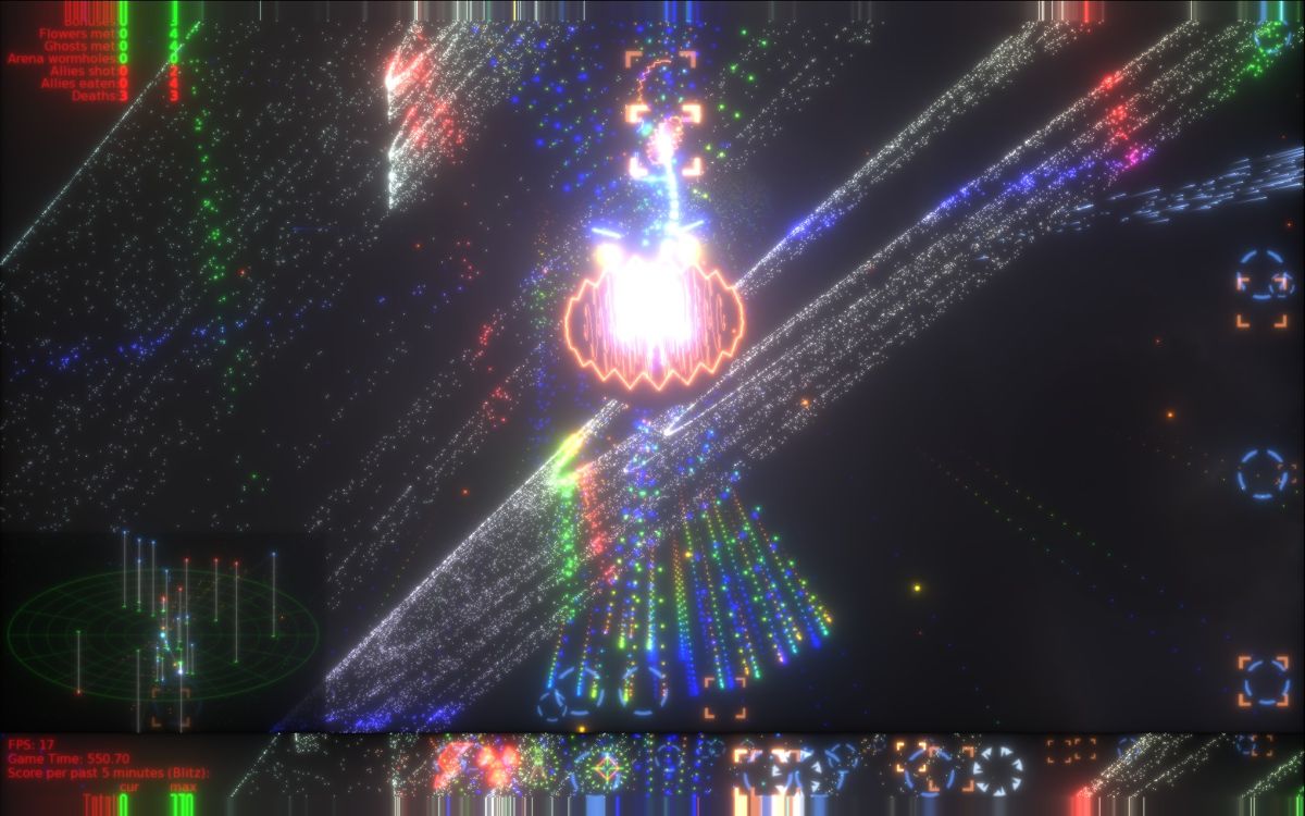The Polynomial: Space of the Music (Windows) screenshot: Screen distortion when taking damage