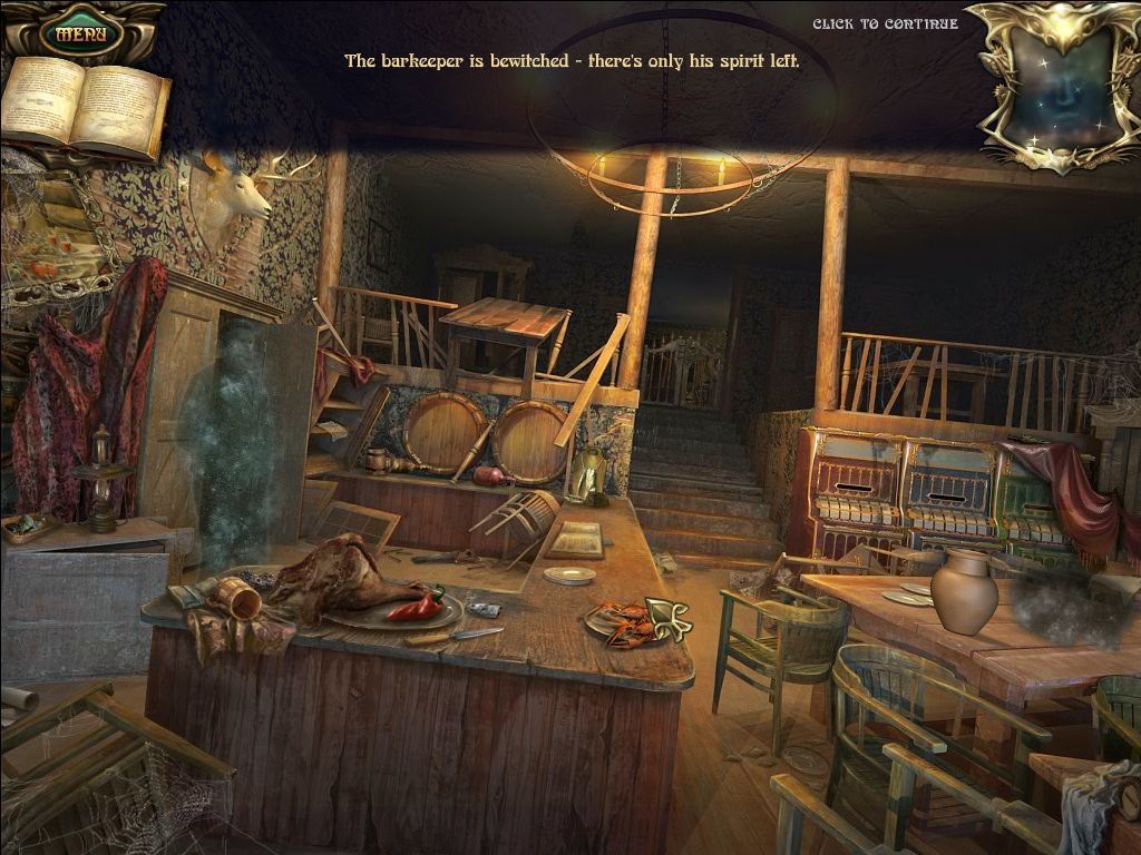 Echoes of the Past: The Castle of Shadows (Macintosh) screenshot: Tavern - bewitched barkeeper