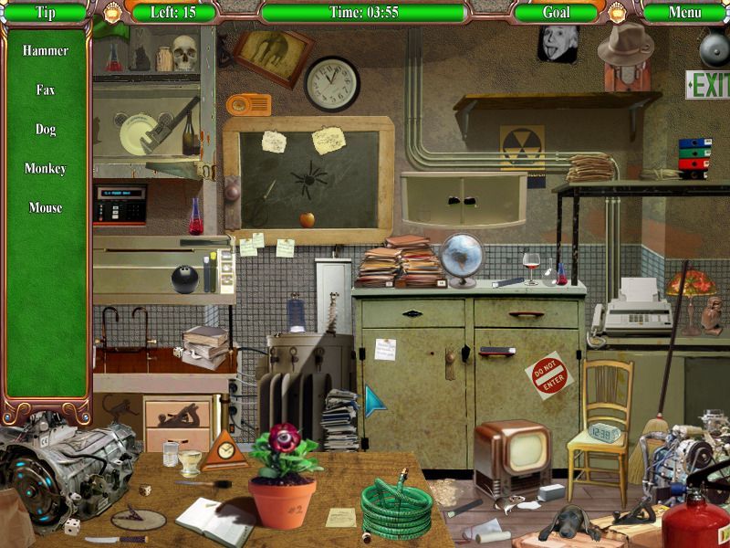 Mysteryville (Macintosh) screenshot: Laboratory - objects