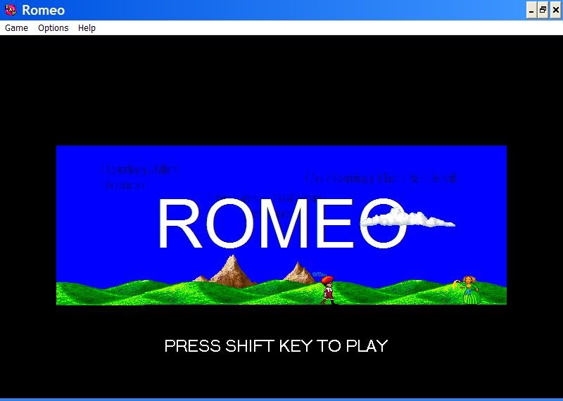 Klik & Play (Windows 3.x) screenshot: Game 7 : Romeo It's probably a graphics card glitch but the shadow of the text that was about to be displayed appears on screen with the title