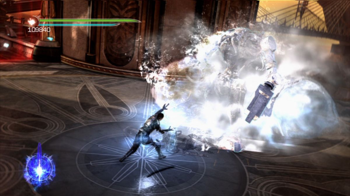 Star Wars: The Force Unleashed II (PlayStation 3) screenshot: Some robots can freeze you, but you can turn their weapon to your advantage and turn them into easily breakable icicles.