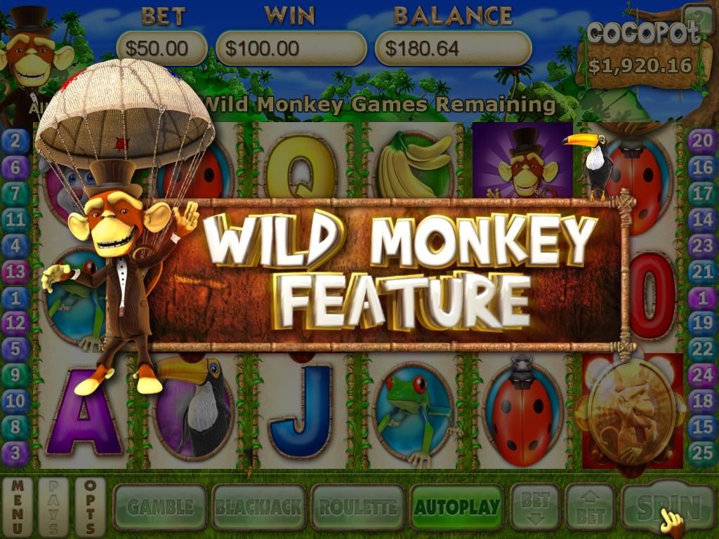 Monkey Money 2 (Windows) screenshot: Starting the Wild Monkey feature.