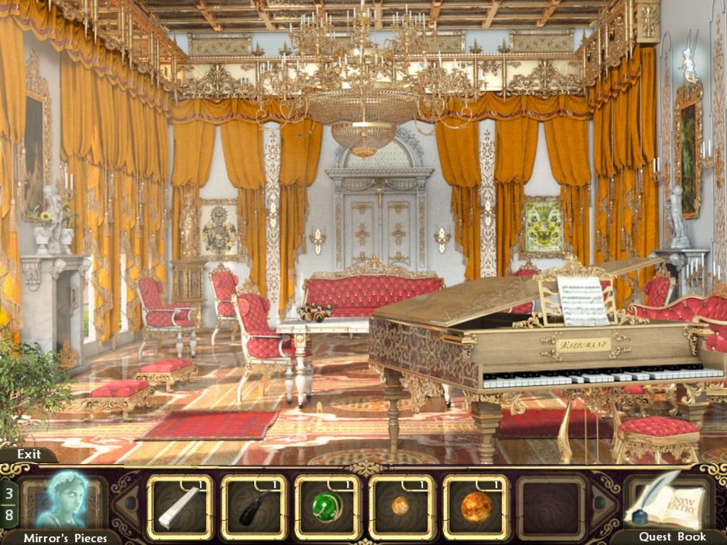 Princess Isabella: A Witch's Curse (iPad) screenshot: Piano Lounge main floor (curse removed)