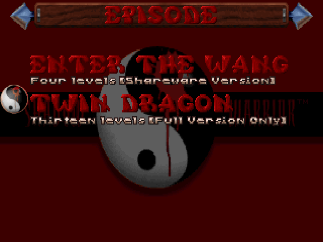 Twin Dragon (DOS) screenshot: Main menu