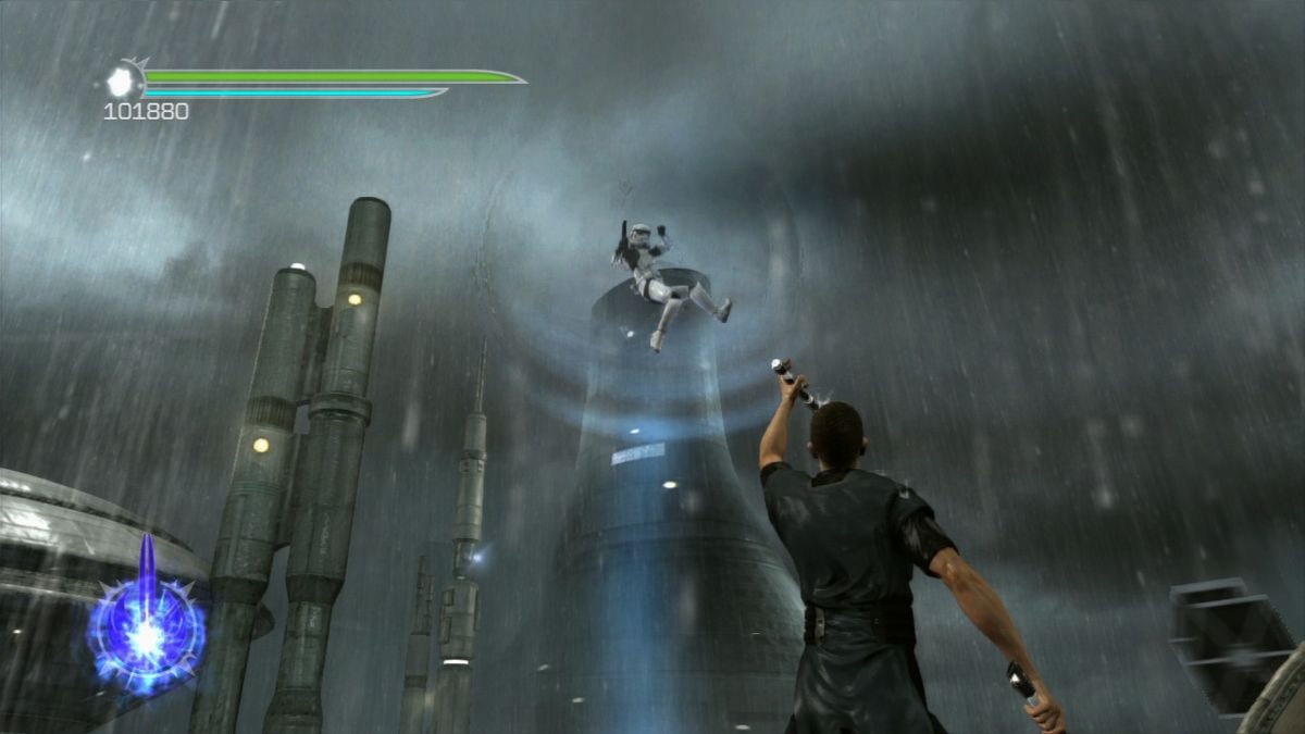 Star Wars: The Force Unleashed II (PlayStation 3) screenshot: You can literally launch them in the sky so far until you lose the sight of them.