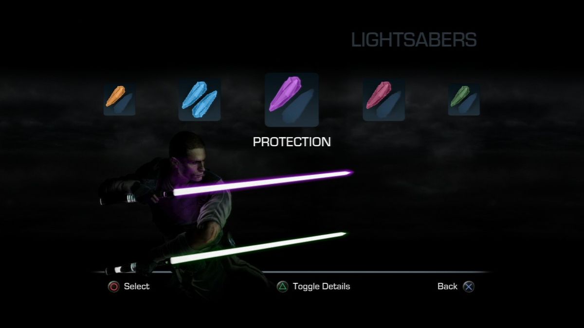 Star Wars: The Force Unleashed II (PlayStation 3) screenshot: Different light crystals will grant you different bonuses.
