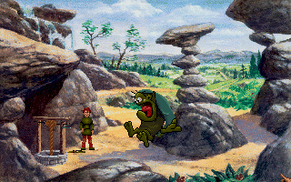 Curse of Enchantia (DOS) screenshot: Brad's making new friends.
