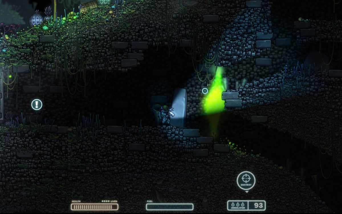 Capsized (Windows) screenshot: This level takes place in a cave with deadly fumes.