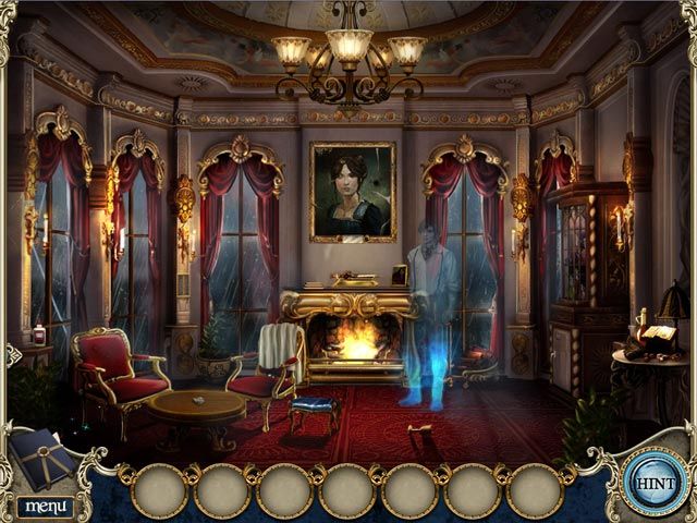 Death at Fairing Point: A Dana Knightstone Novel (Windows) screenshot: The ghost David in the parlor.