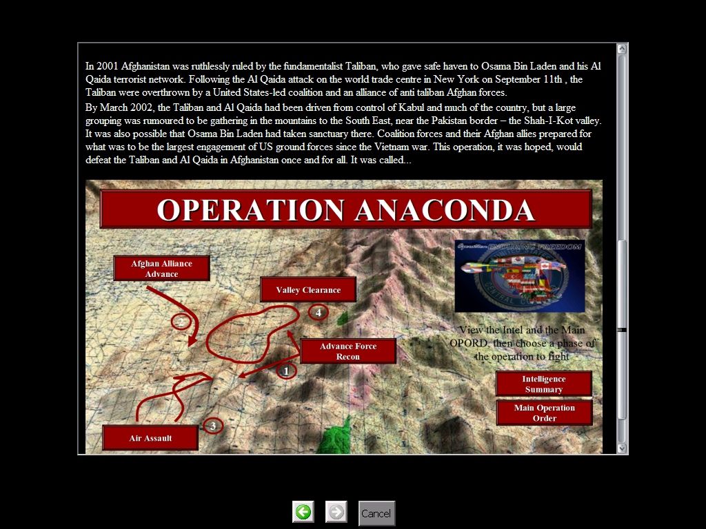 Air Assault Task Force (Windows) screenshot: Mission selection screen