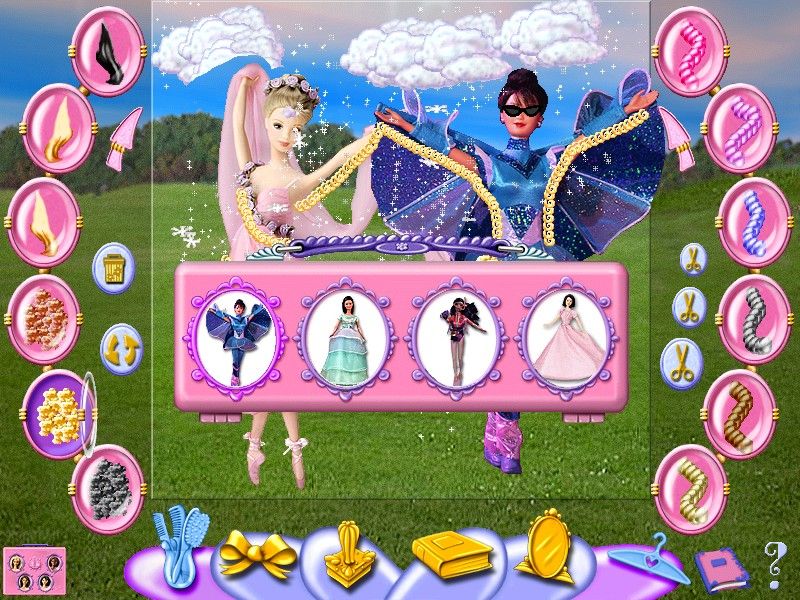 Barbie Beauty Styler (Windows) screenshot: The coat hanger icon shows the model in a different outfit but .....