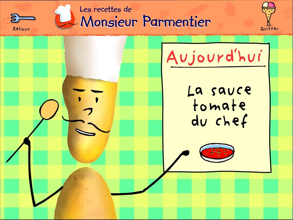 Les recettes de Monsieur Parmentier (Windows) screenshot: Why not start with a tomato sauce recipe, simple and tasty !