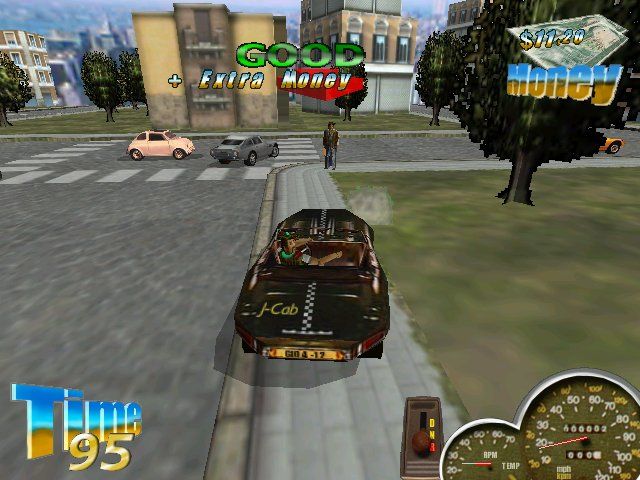 Super Taxi Driver (Windows) screenshot: Skillful driving can earn you bonus cash and time.