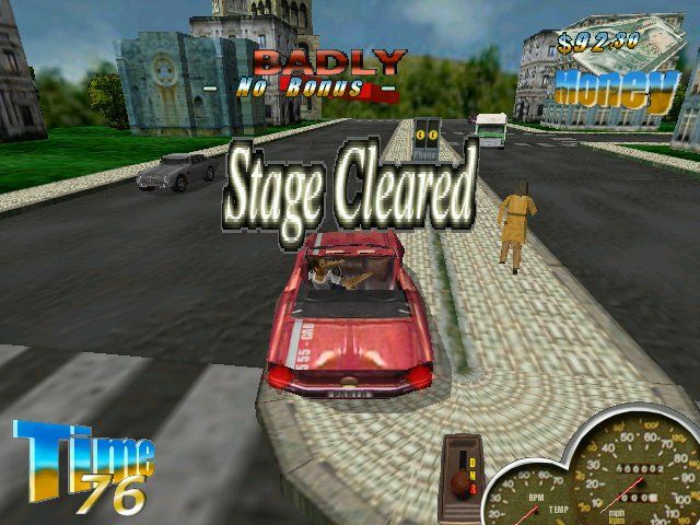 Super Taxi Driver (Windows) screenshot: Completed a fare with a bad rating, but it was enough to clear the stage.