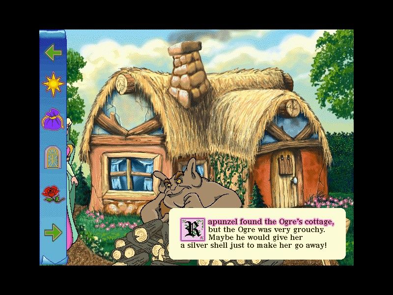 Magic Fairy Tales: Barbie as Rapunzel (Windows) screenshot: The ogres house. This leads to a maze puzzle.