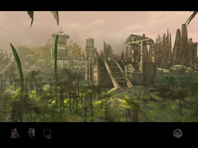 Myst IV: Revelation (Macintosh) screenshot: Exploring the jungle I find a lake house