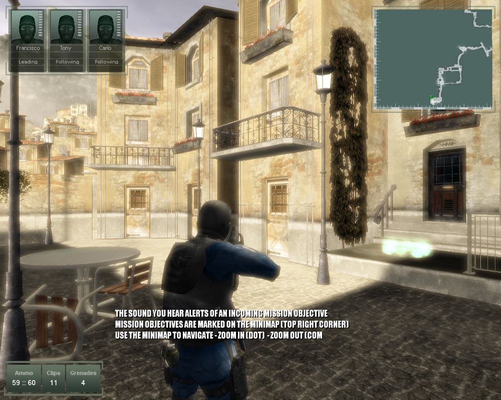 EuroCops (Windows) screenshot: There is an in-game tutorial that shows you how to use markers to place your team mates in a strategic positions.