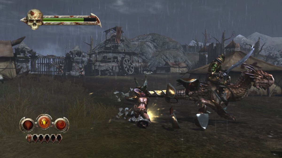 Golden Axe: Beast Rider (Xbox 360) screenshot: To defeat a foe, you must first destroy their armor.