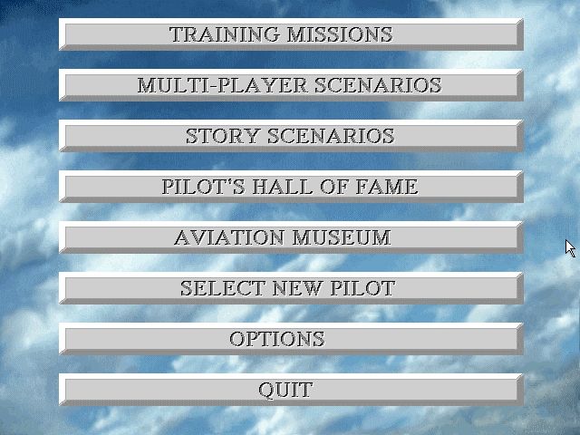 Fighter Wing (DOS) screenshot: Main menu