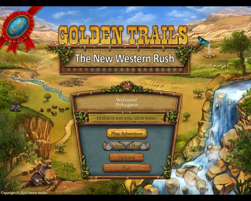 Golden Trails: The New Western Rush (Macintosh) screenshot: Main menu
