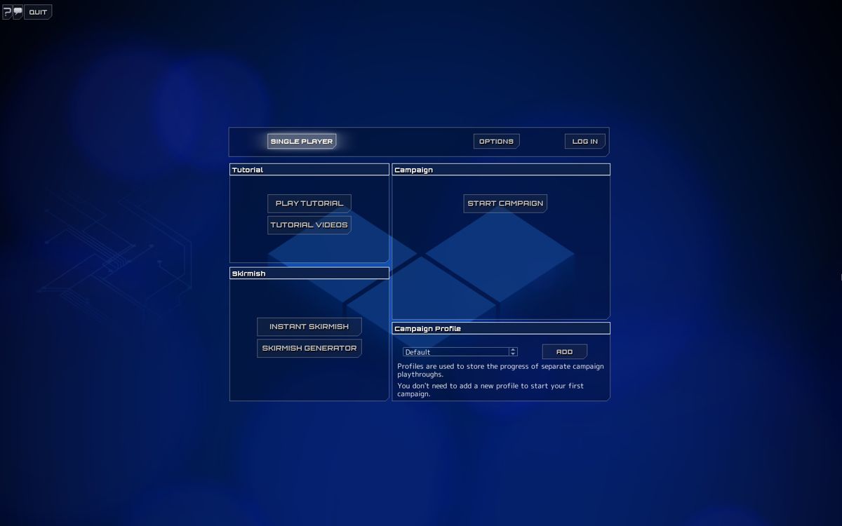 Frozen Synapse (Windows) screenshot: Main menu