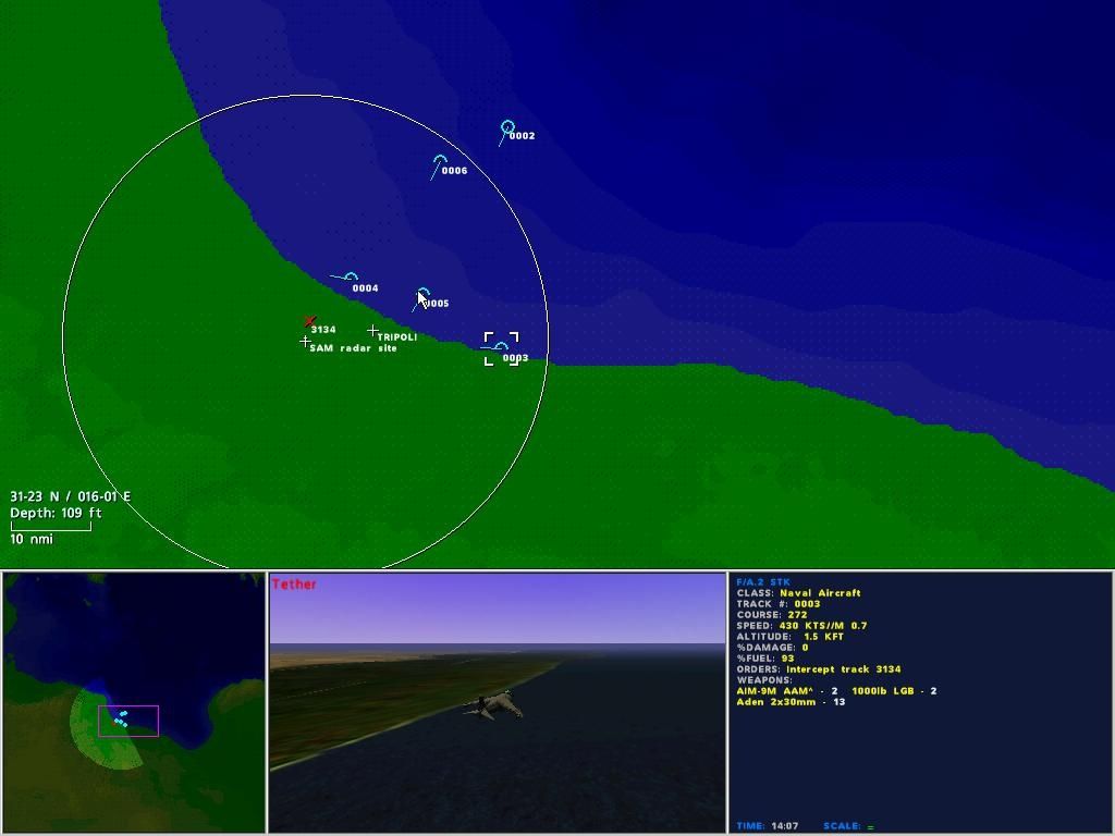 Jane's Combat Simulations: Fleet Command (Windows) screenshot: British Tornados heads towards Tripoli