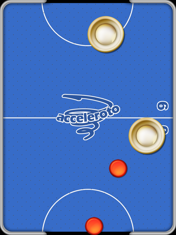 Air Hockey (iPad) screenshot: Playing with two pucks... and one is in my goal already :)
