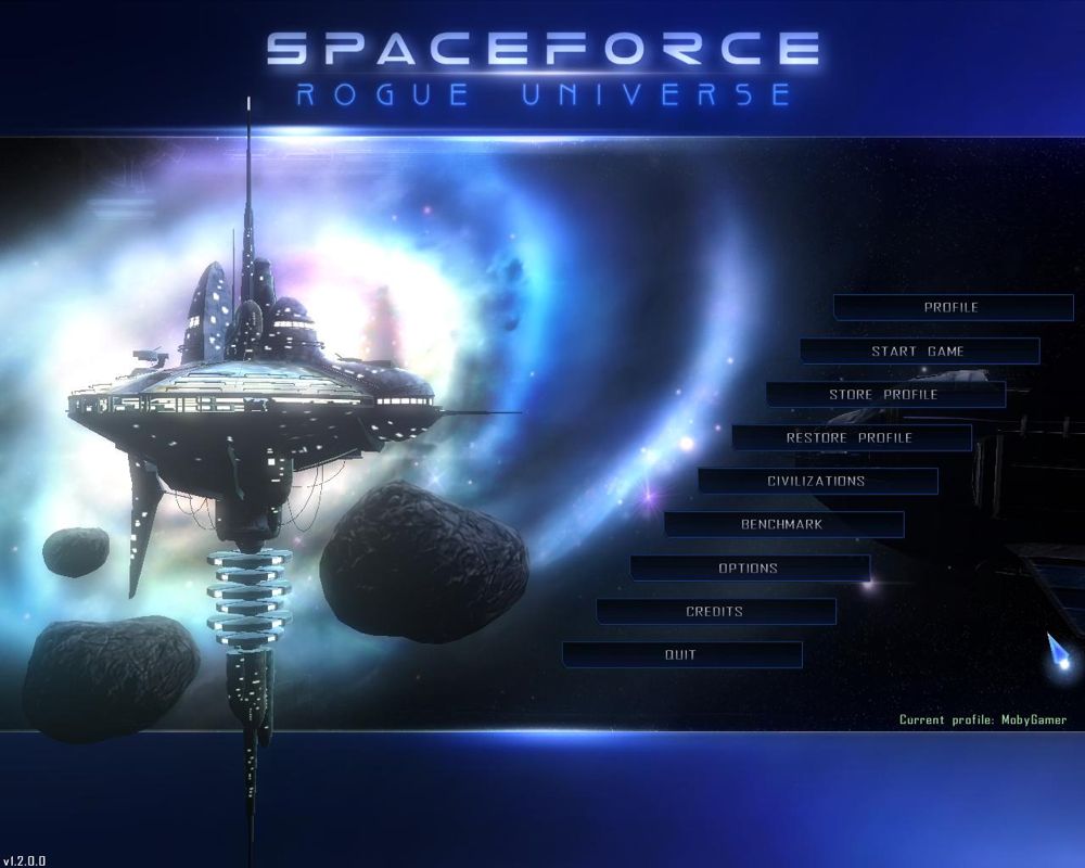 Spaceforce: Rogue Universe (Windows) screenshot: Main Menu.