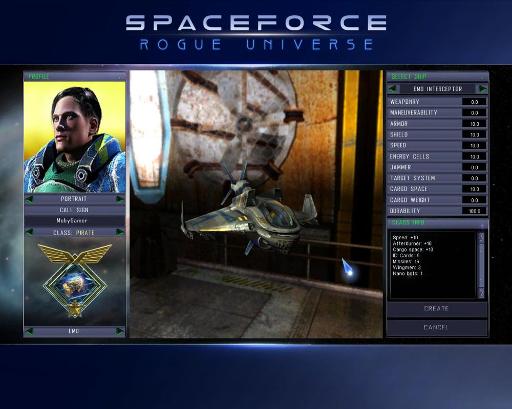 Spaceforce: Rogue Universe (Windows) screenshot: Character Creation - Different classes will offer different bonuses.