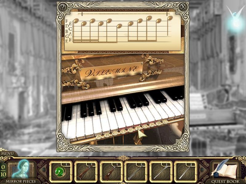 Princess Isabella: A Witch's Curse (Macintosh) screenshot: Piano Lounge main floor - Piano notes puzzle