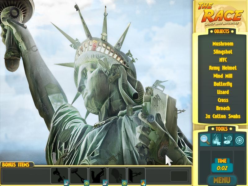 The Race: Worldwide Adventure (Macintosh) screenshot: Statue of Liberty - objects