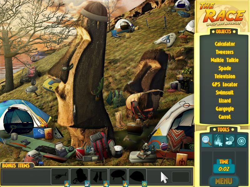 The Race: Worldwide Adventure (Macintosh) screenshot: Easter Island - objects