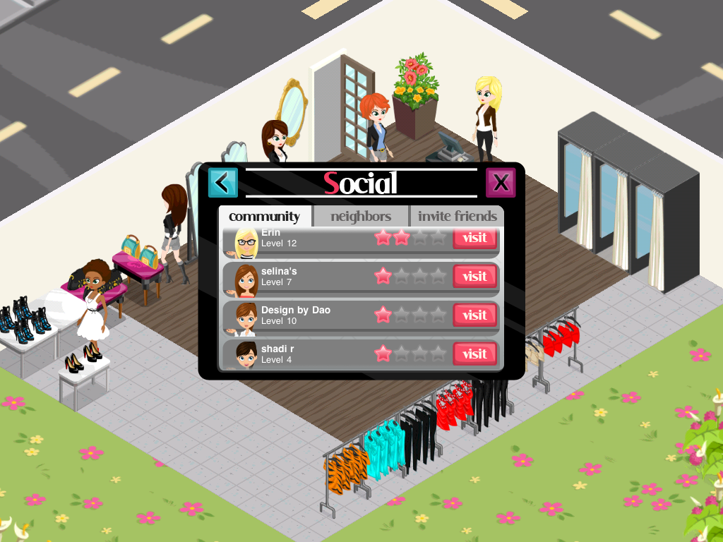 Fashion Story (iPad) screenshot: You can view other players' shops
