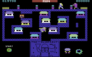 Blueprint (Commodore 64) screenshot: Watch out for Sneaky Pete!