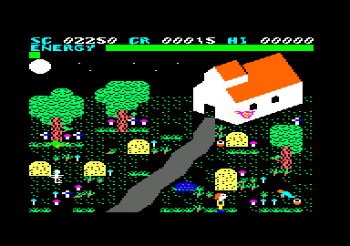 Chiller (Amstrad CPC) screenshot: The graveyard